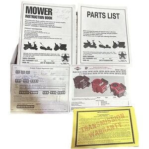 VTG 1997 Snapper 1030 Series 16 Mower Instruction/Parts List/Engine Reg. Card/